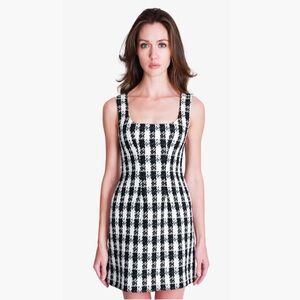 Maje Tweed Mini Square Neckline Dress